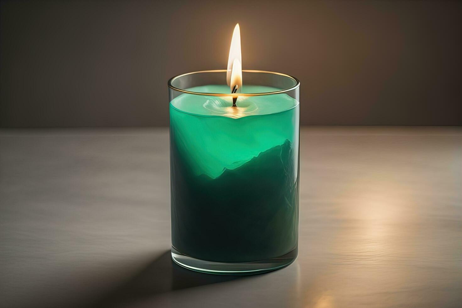 Creative burning candle on a wooden background. ai generative photo