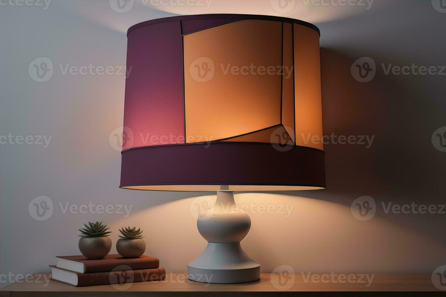 decorative table lamp on solid color background. ai generative photo