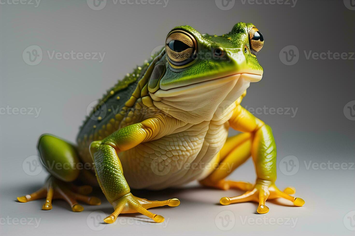 European tree frog, Hyla arborea isolated on solid colour background. ai generative photo