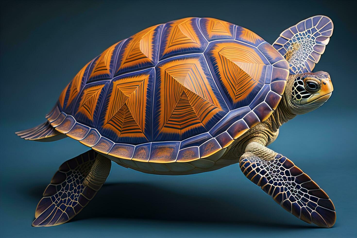 a sea turtle isolated on solid color background. ai generative photo