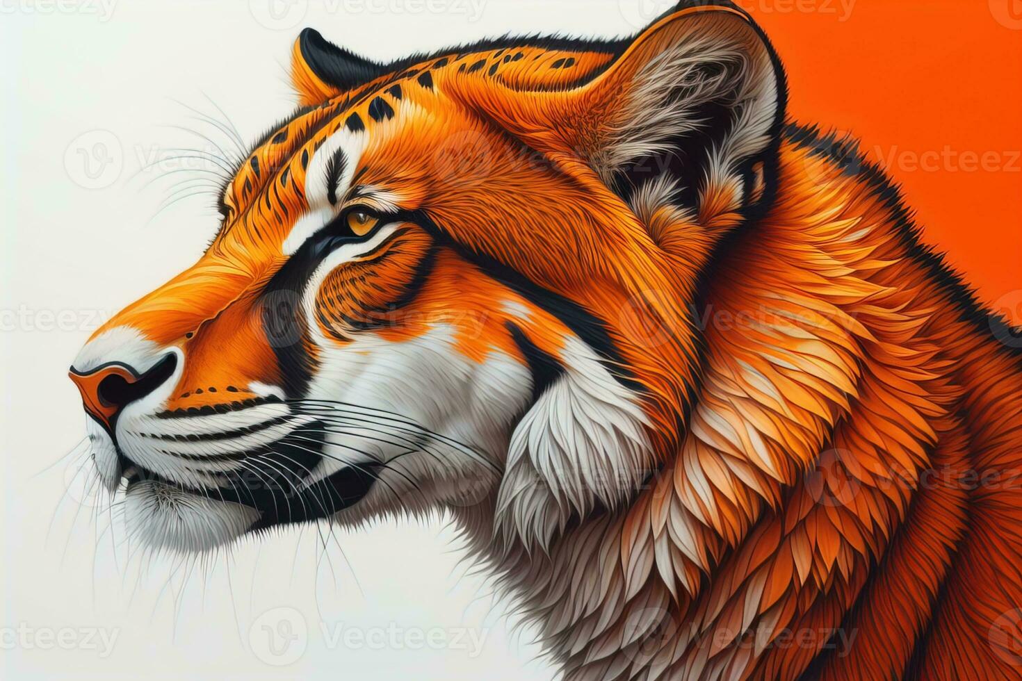 Tiger head with colorful background. ai generative photo