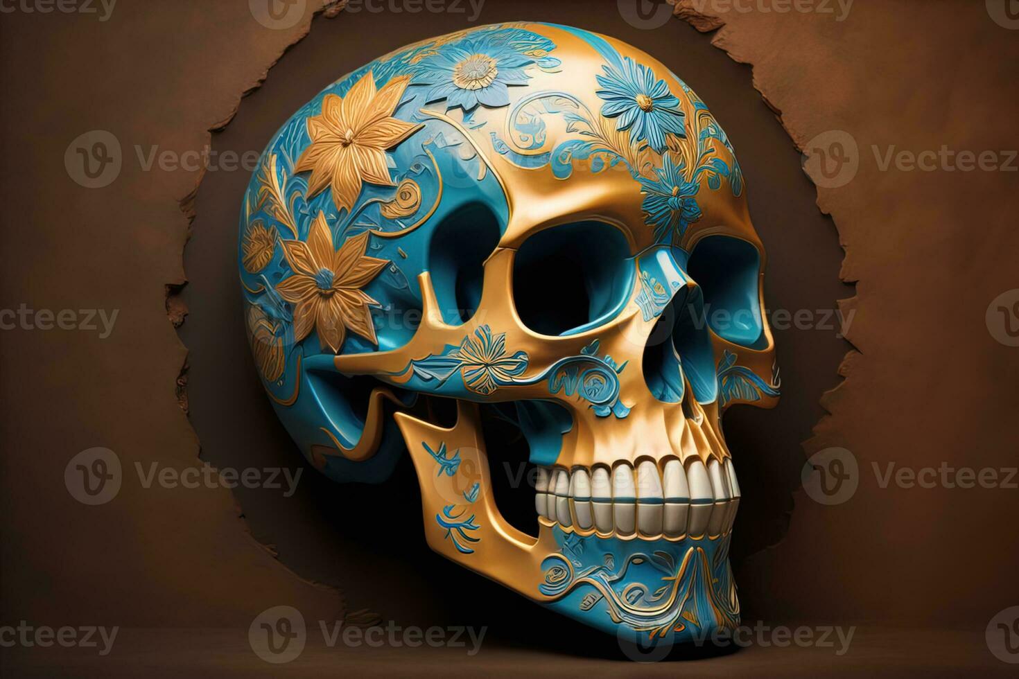 Day of the Dead sugar skull. Mexican sugar skull. ai generative photo