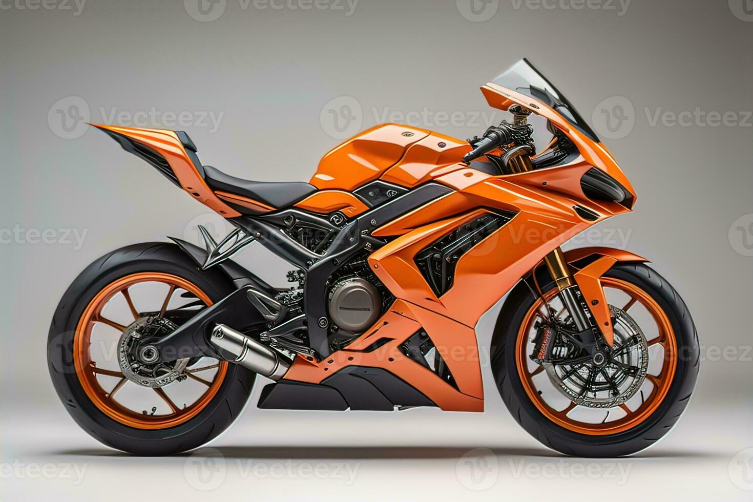 Modern powerful sports motorcycle on a colorful background. ai generative photo