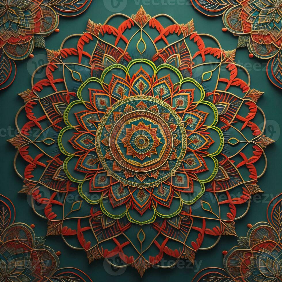 Mandala pattern. Vintage decorative elements. Hand drawn oriental background. ai generative photo