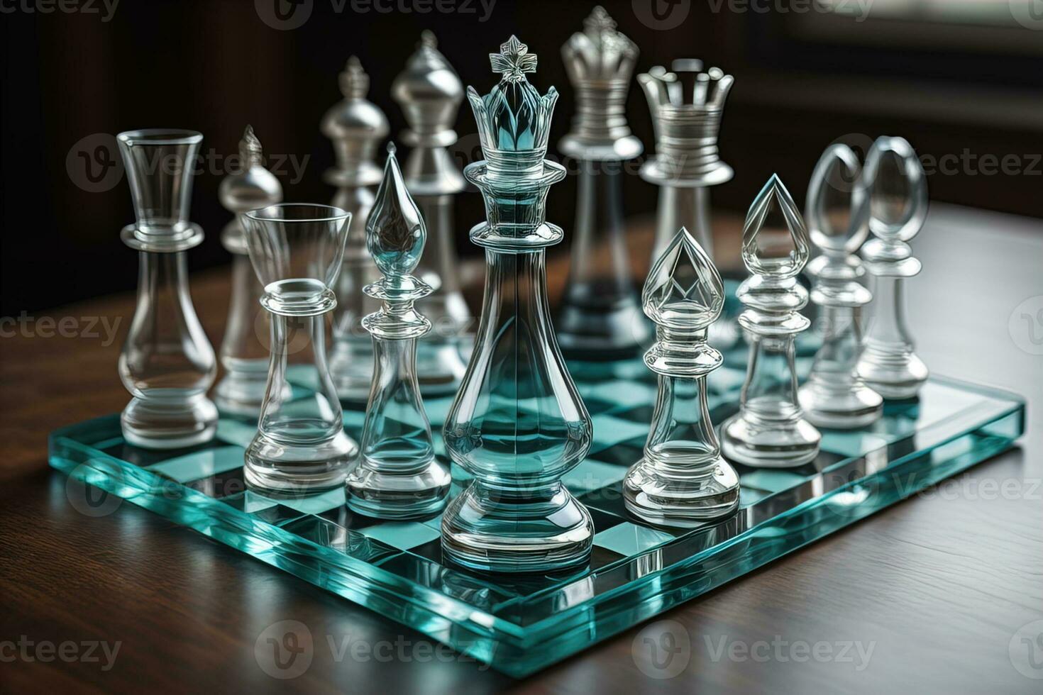 glass chess pieces on a dark background, the concept of business strategy.  ai generative 27066020 Stock Photo at Vecteezy