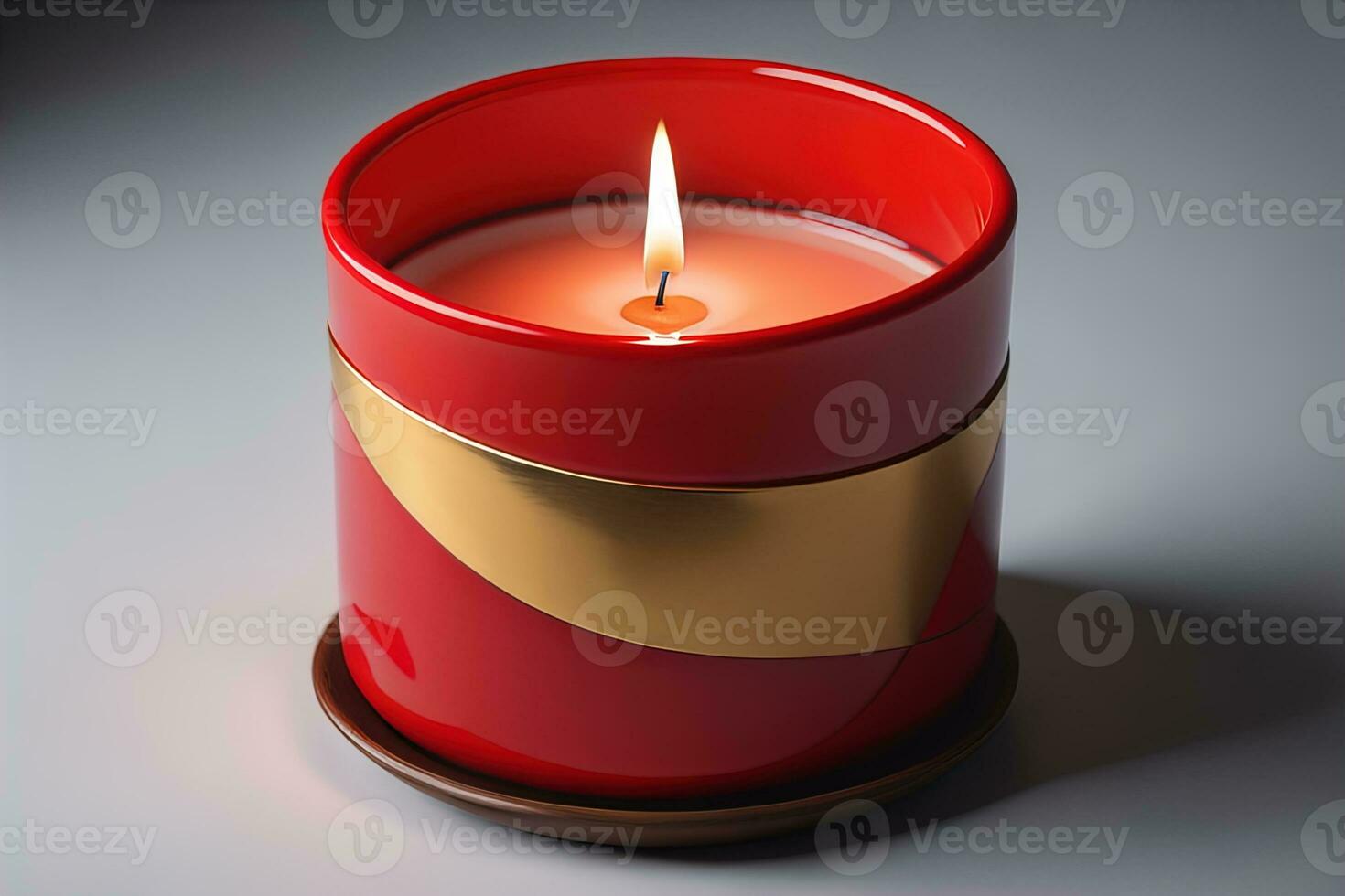 Creative burning candle on a wooden background. ai generative photo