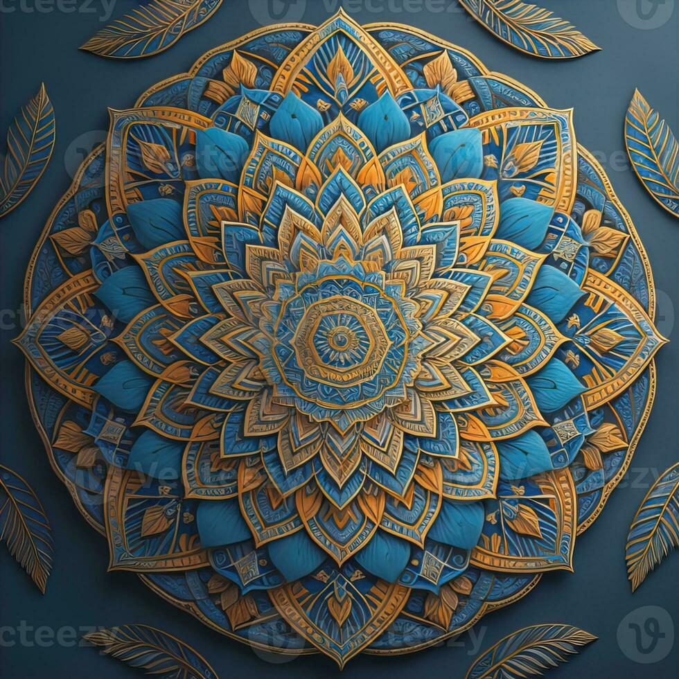 Mandala pattern. Vintage decorative elements. Hand drawn oriental background. ai generative photo