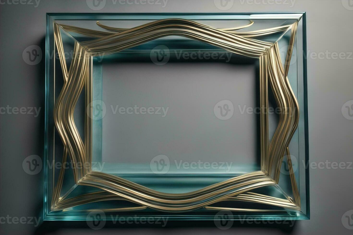 Glass picture frame on a solid color background. ai generative photo