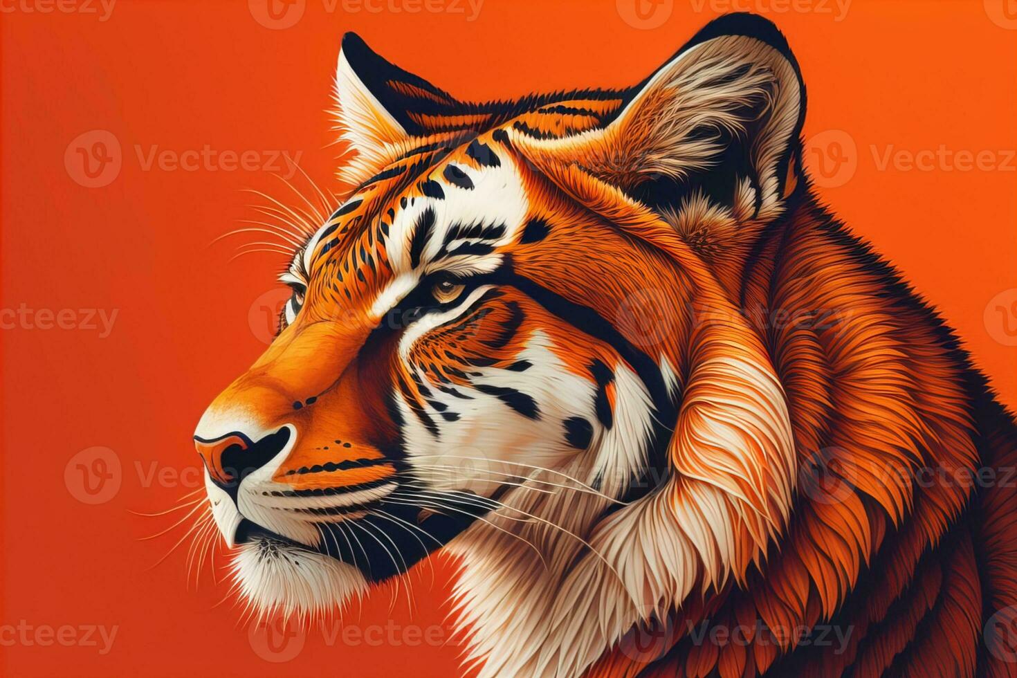 Portrait of a tiger on a solid color background. Close-up. ai generative photo