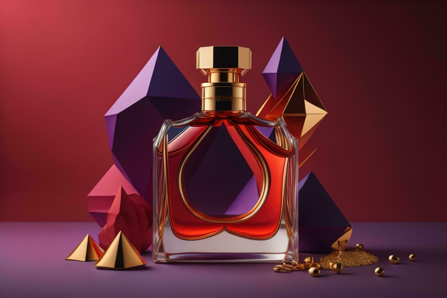 Creative and brandless Perfume bottle and flower on the wooden table, closeup. ai generative photo