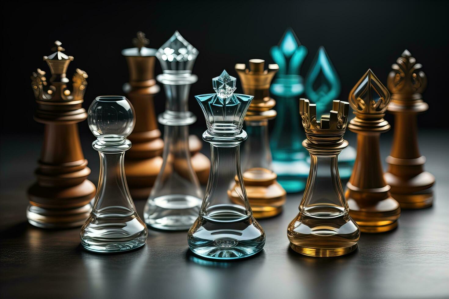 glass chess pieces on a dark background, the concept of business strategy.  ai generative 27066020 Stock Photo at Vecteezy