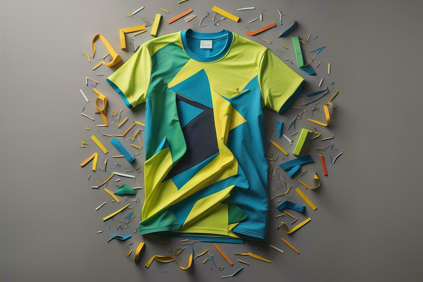 Colorful t-shirts in front of dark background. ai generative photo