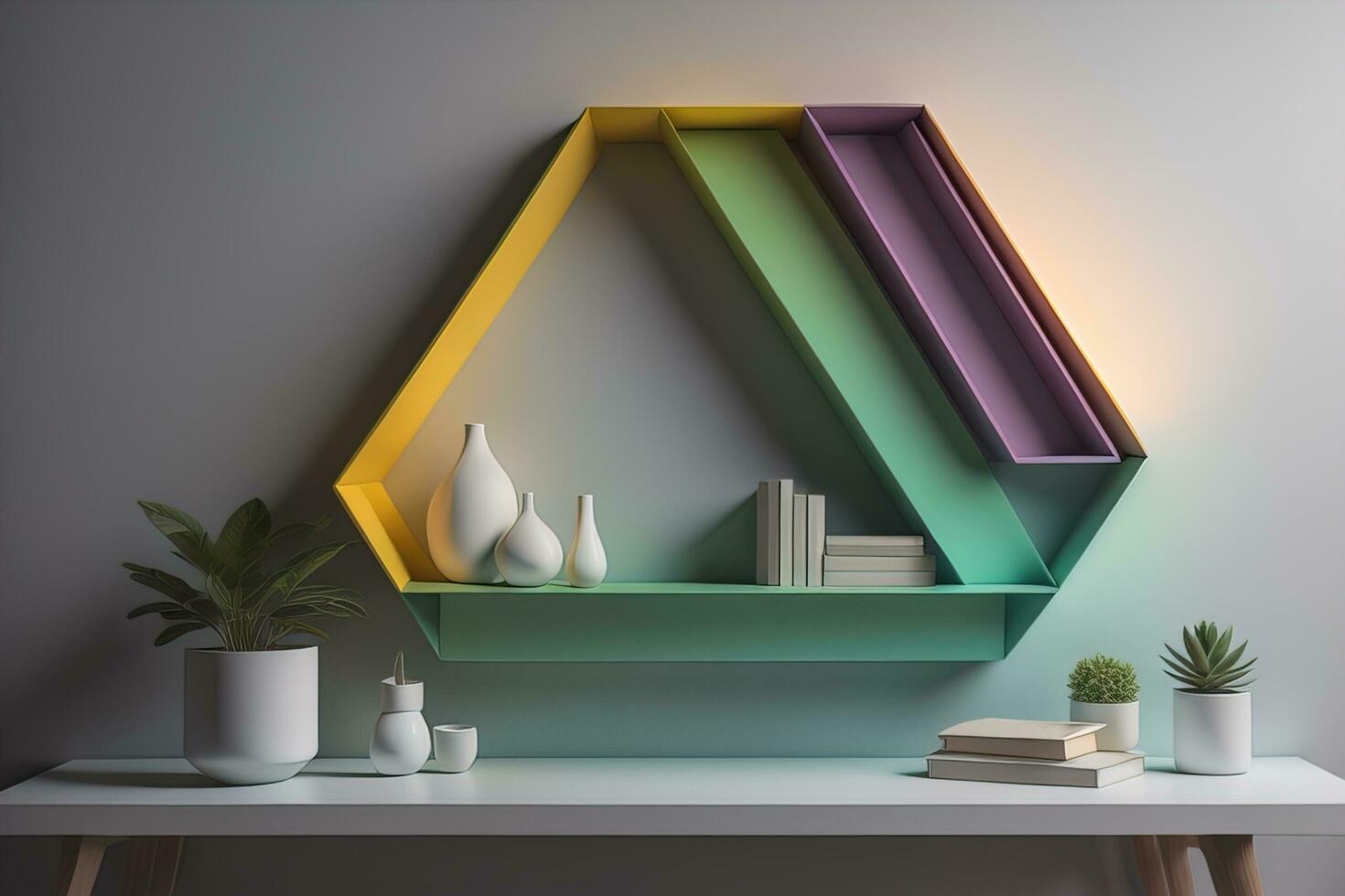 Bookshelf in scandinavian interior. ai generative photo