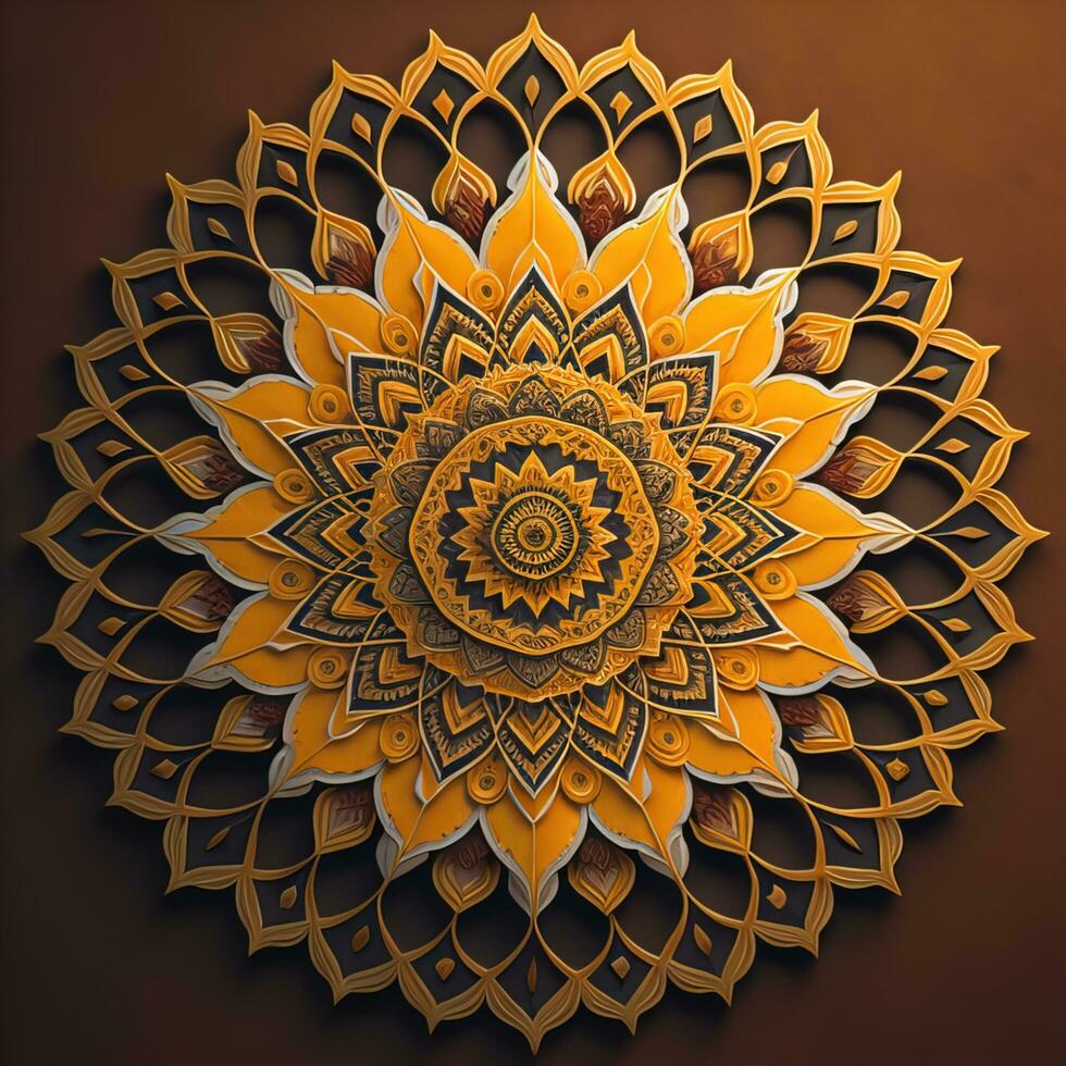 Mandala pattern. Vintage decorative elements. Hand drawn oriental background. ai generative photo