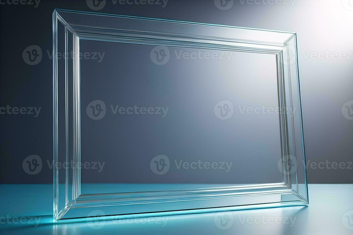Glass picture frame on a solid color background. ai generative photo