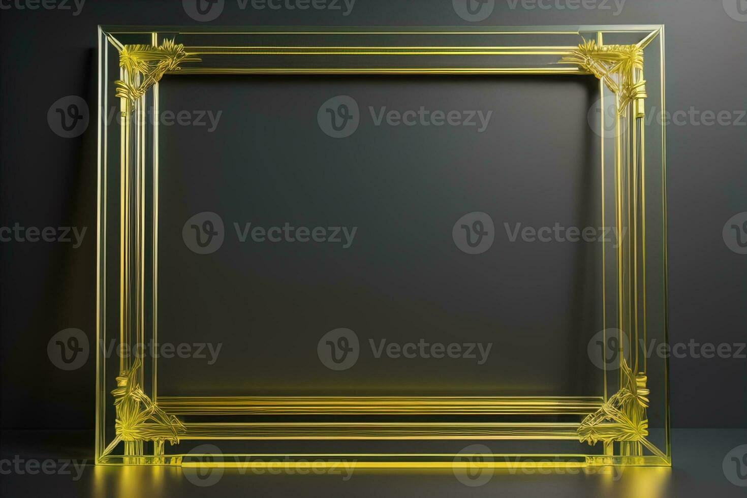 Glass picture frame on a solid color background. ai generative photo