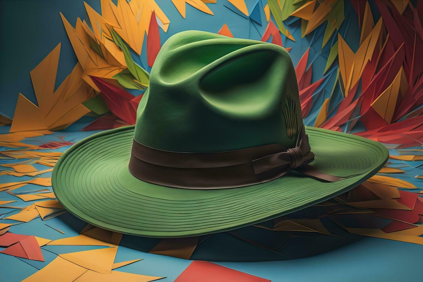 Fashionable hat on a solid color background. ai generative photo