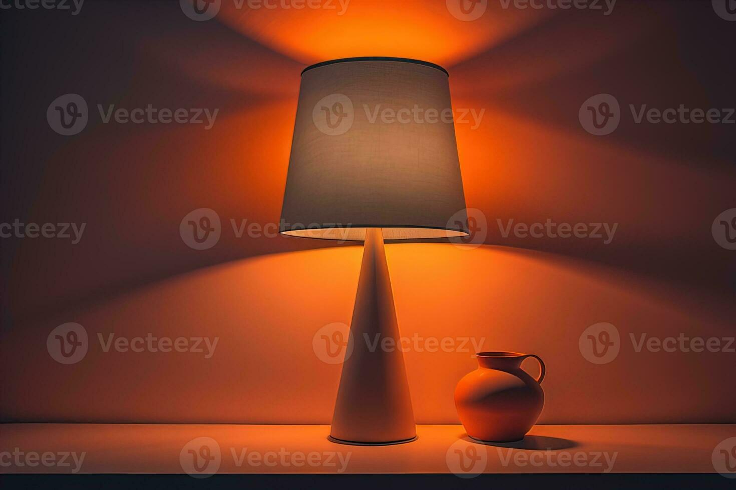 a decorative and colorful lamp on a solid color background. ai generative photo