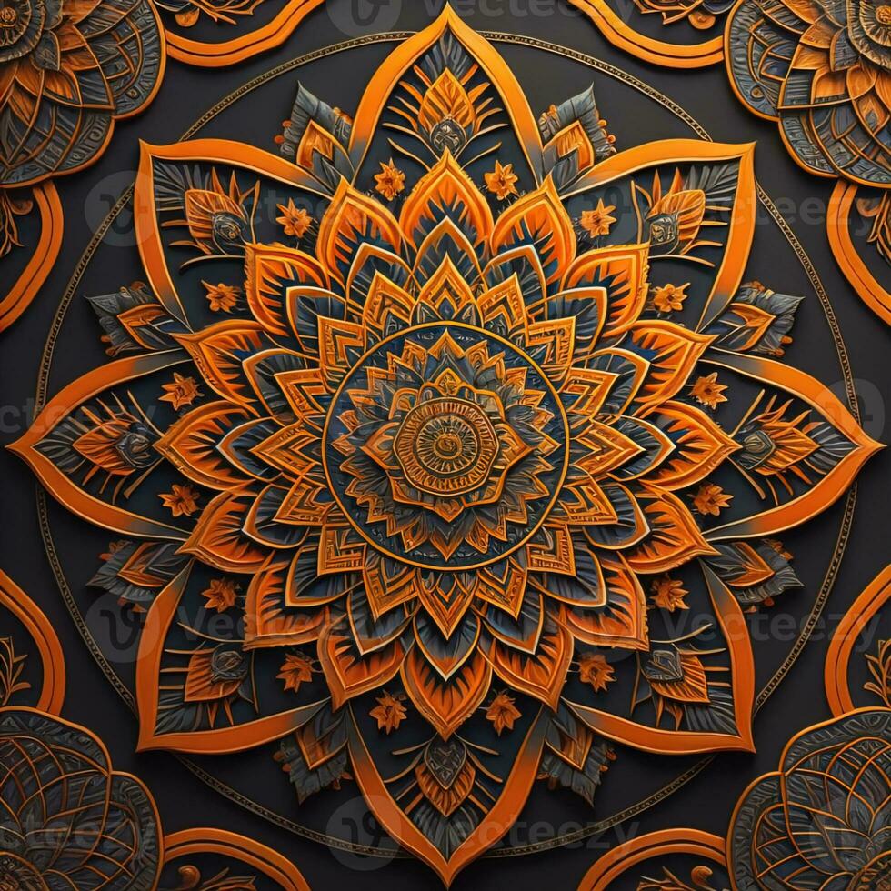 Mandala pattern. Vintage decorative elements. Hand drawn oriental background. ai generative photo