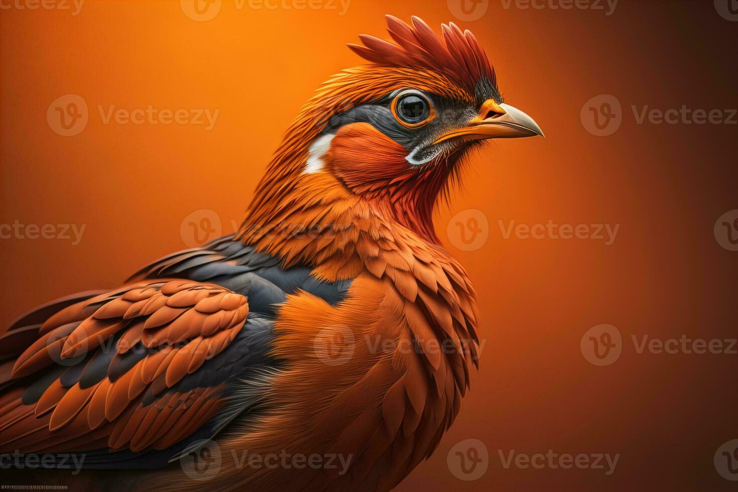 Colorful chicken on a solid color background, studio photo. ai generative photo