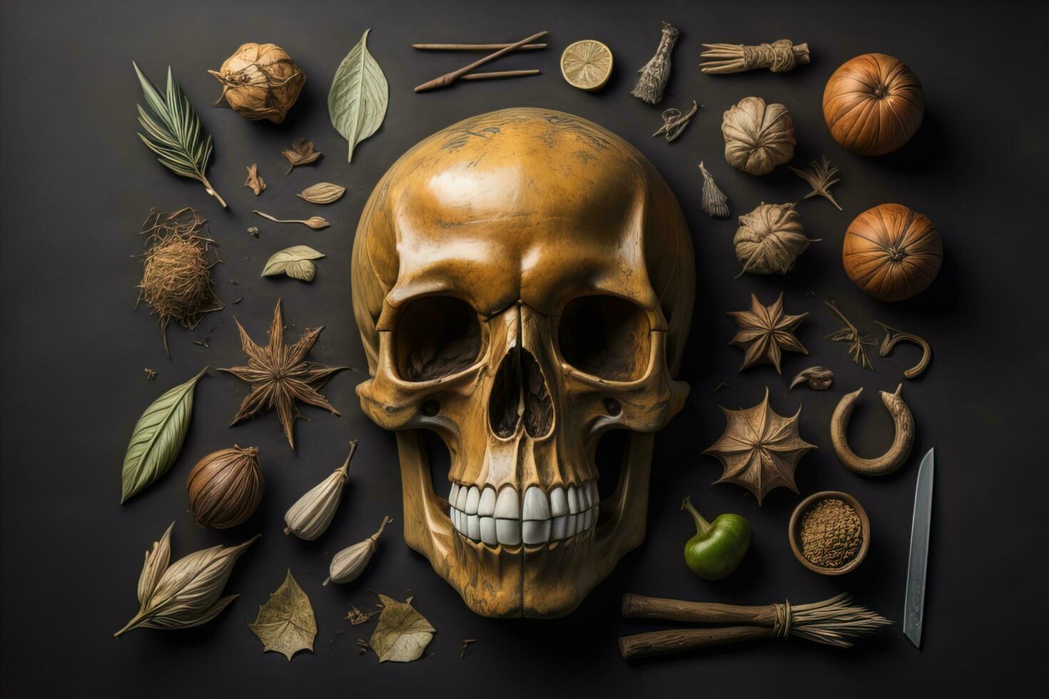 a human skeleton on a solid color background. ai generative photo
