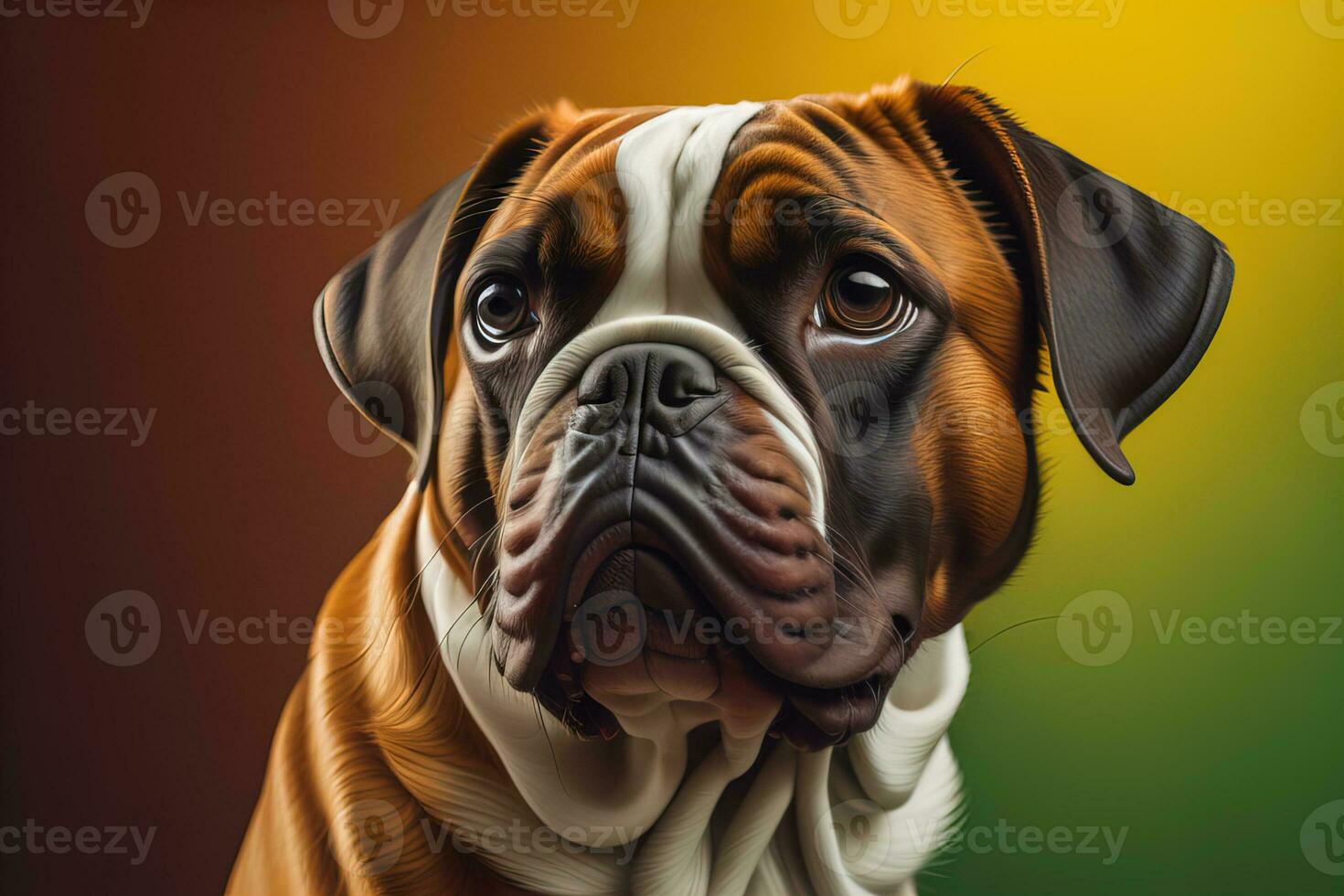 Portrait of a cute dog on a colorful background. Studio shot. ai generative photo