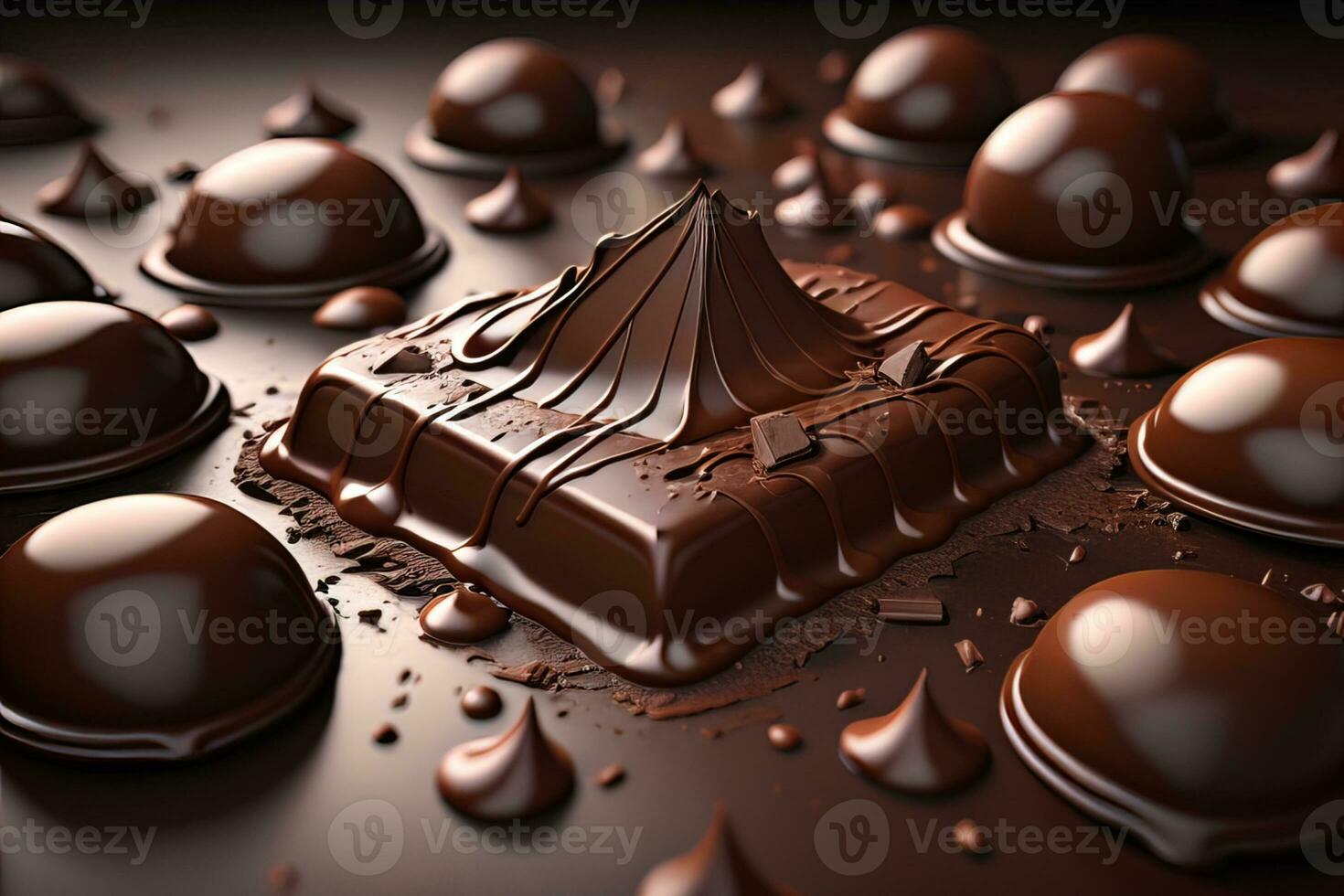 Chocolate truffles on a dark background. ai generative photo