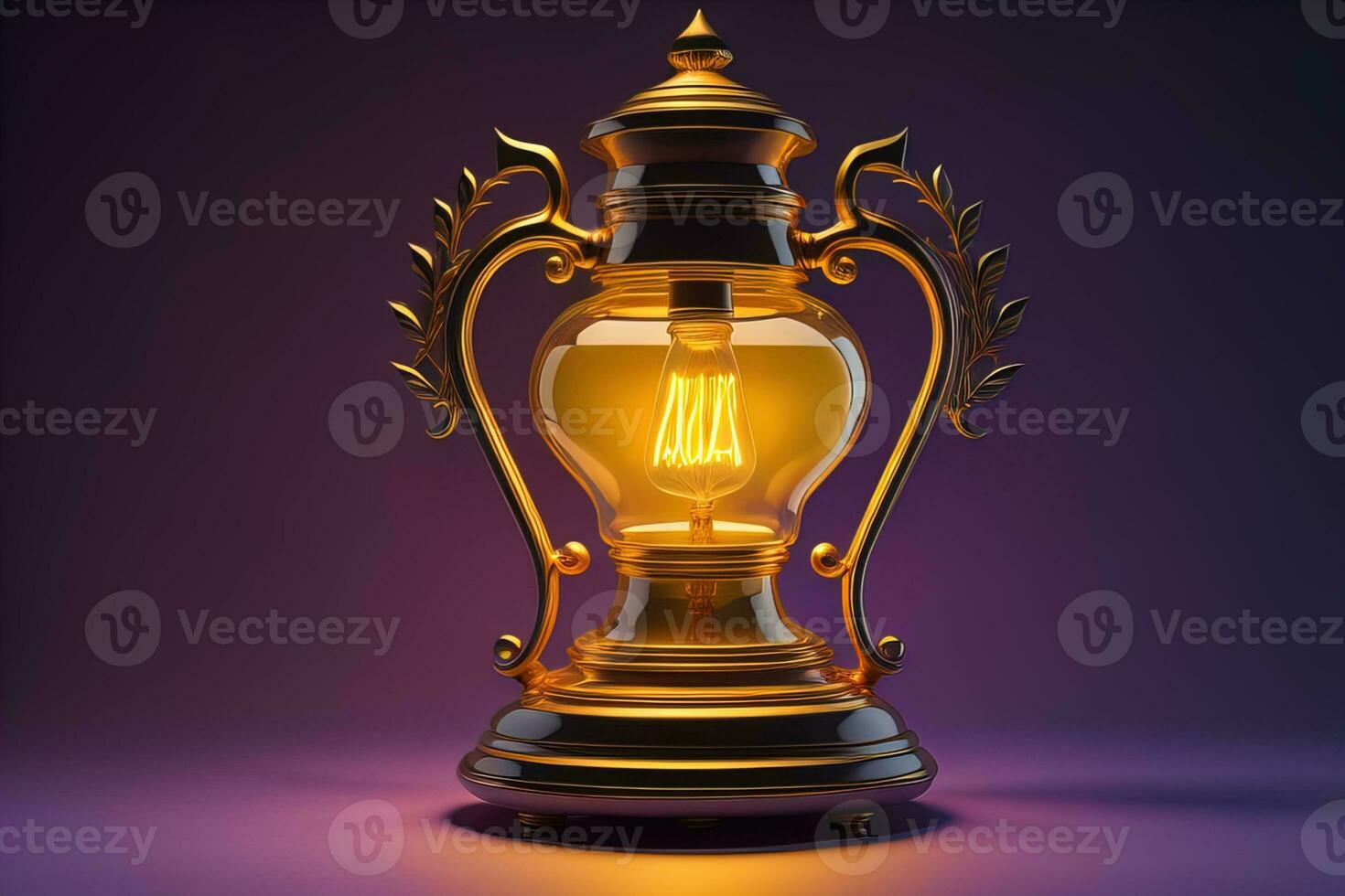 Lantern on a wooden table and a dark background. ai generative photo