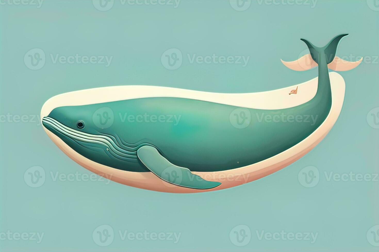 Blue whale isolated on a solid clor background. ai generative photo