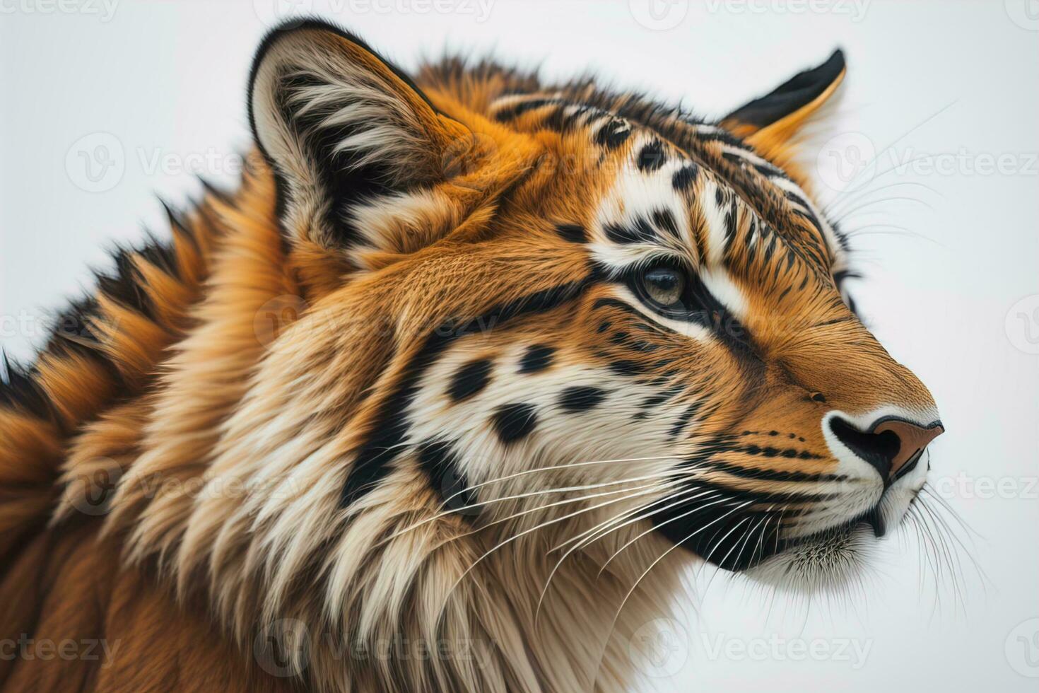 Portrait of a tiger on a solid color background. Close-up. ai generative photo