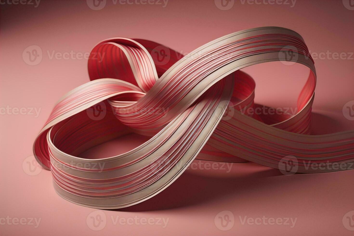 Shiny satin ribbon in brown color isolated on white background. ai generative photo