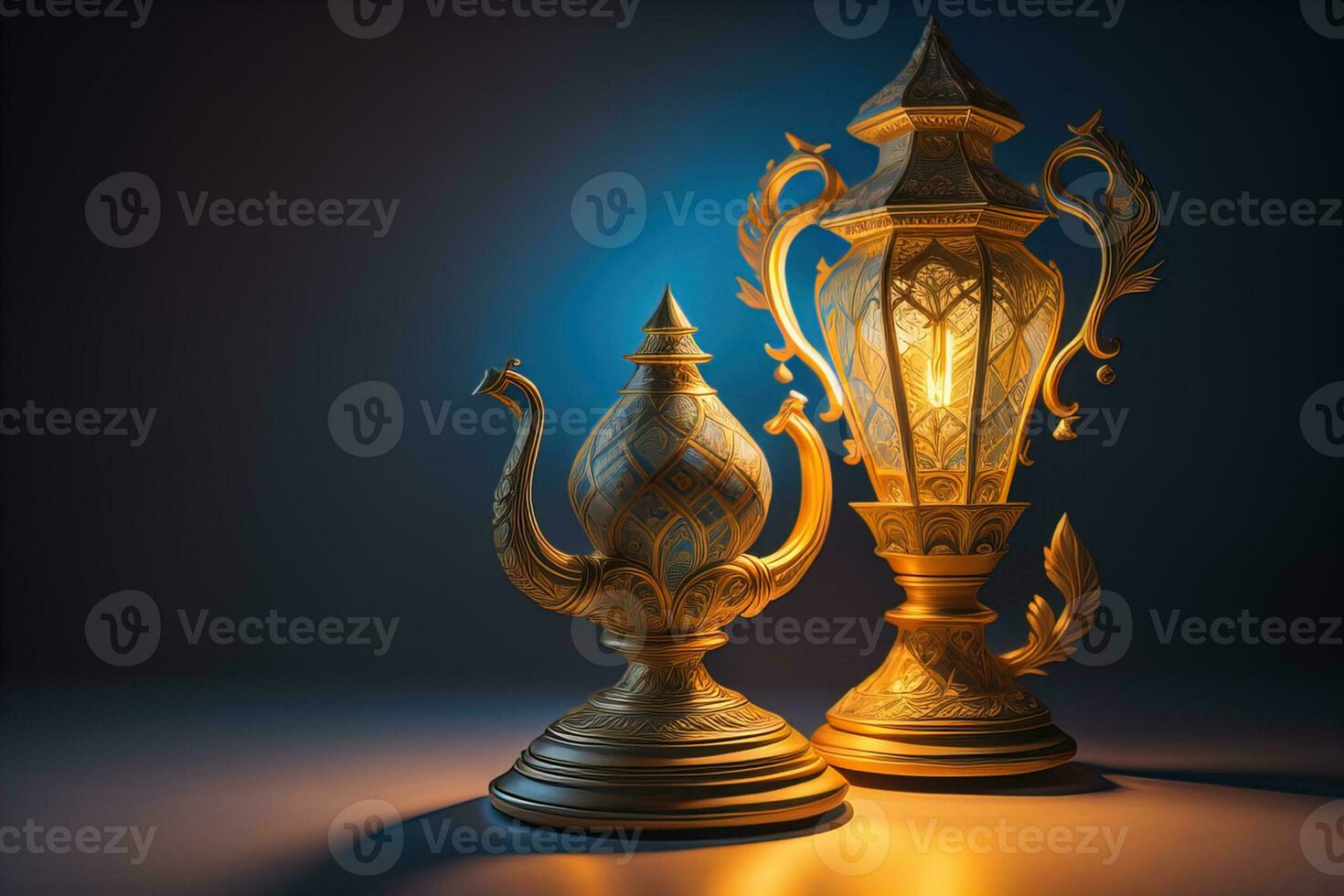 a vintage oriental vase on a solid color background. ai generative photo