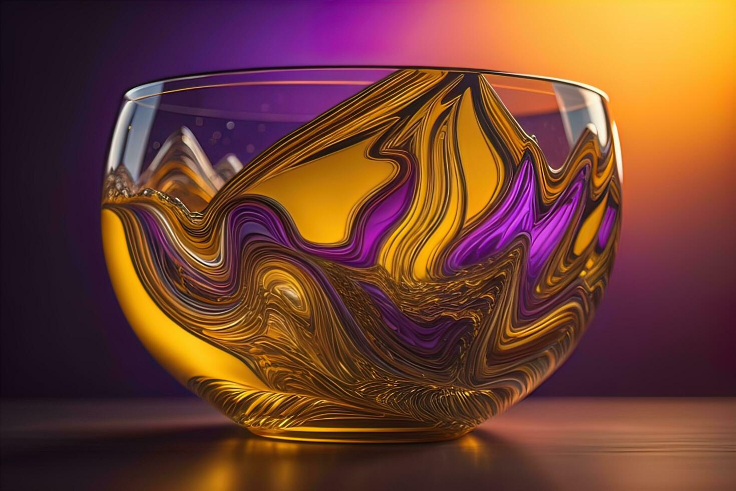 Colorful glass pot on a dark background. ai generative photo