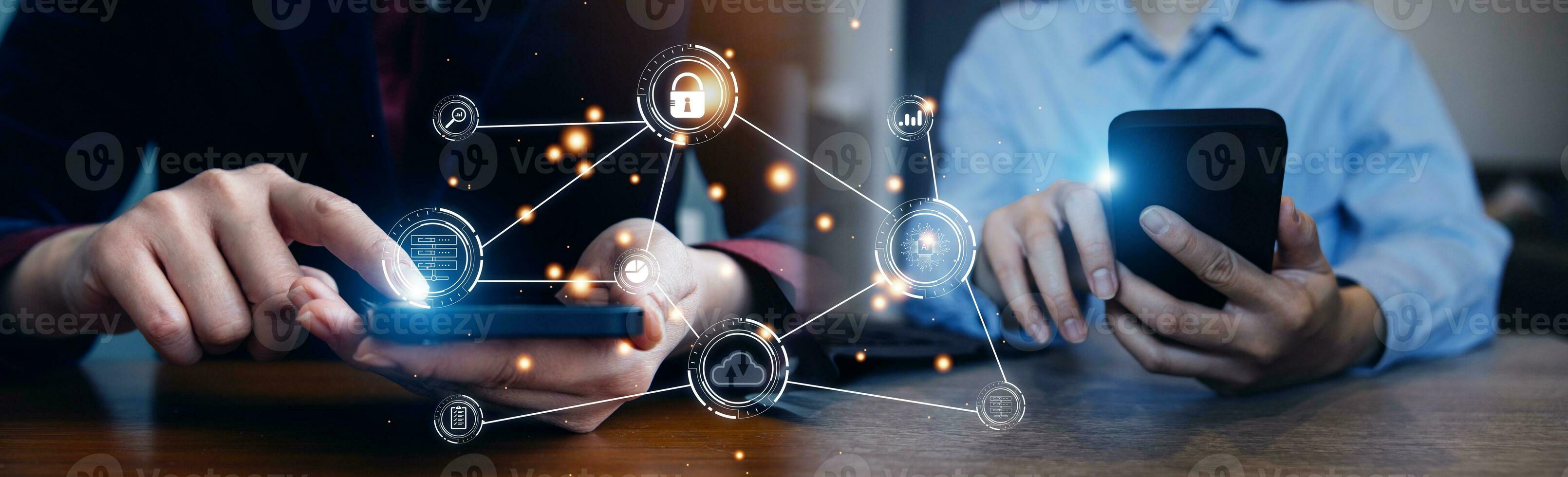 Technology Cybersecurity internet network concept, user privacy security and encryption, secure internet access Future technology and cybernetics, internet security, screen with padlock, antivirus photo