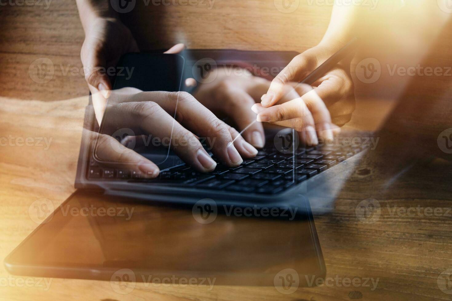 Document Businessman working modern computer Document Management System , Virtual online documentation database and process automation to efficiently manage files, photo