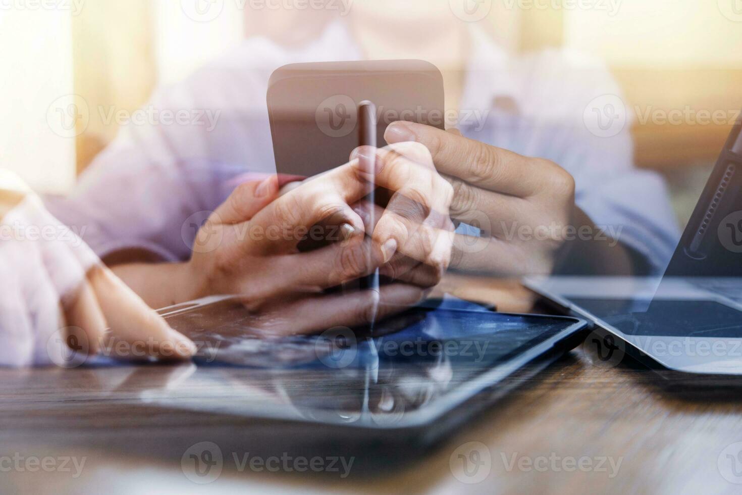 Document Businessman working modern computer Document Management System , Virtual online documentation database and process automation to efficiently manage files, photo