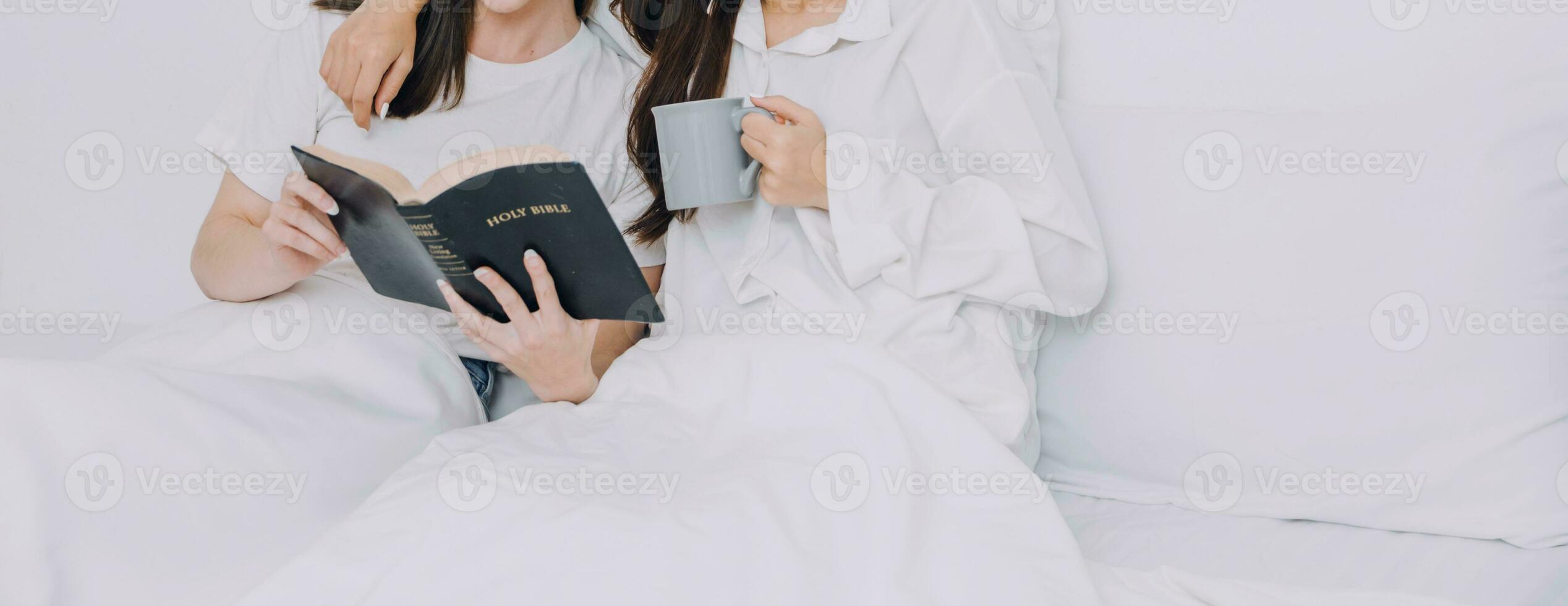 Happy young lesbian couple taking selfie together, Couple of friends relaxing and spending time on weekend at home, Couple of female lovers with good relationship, Concept of LGBTQ photo