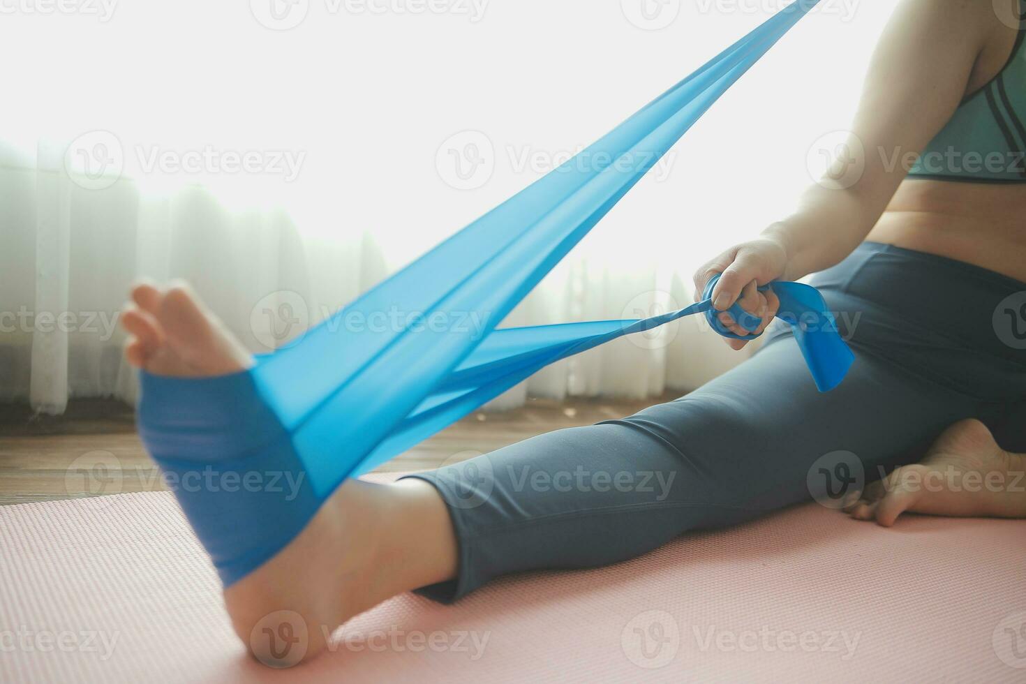 Close up image of attractive fit woman in gym photo