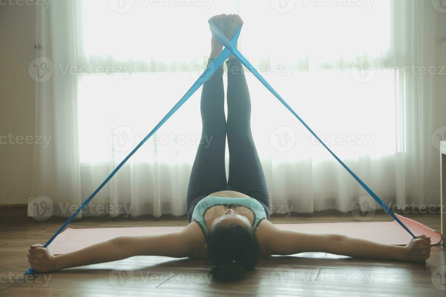Close up image of attractive fit woman in gym photo