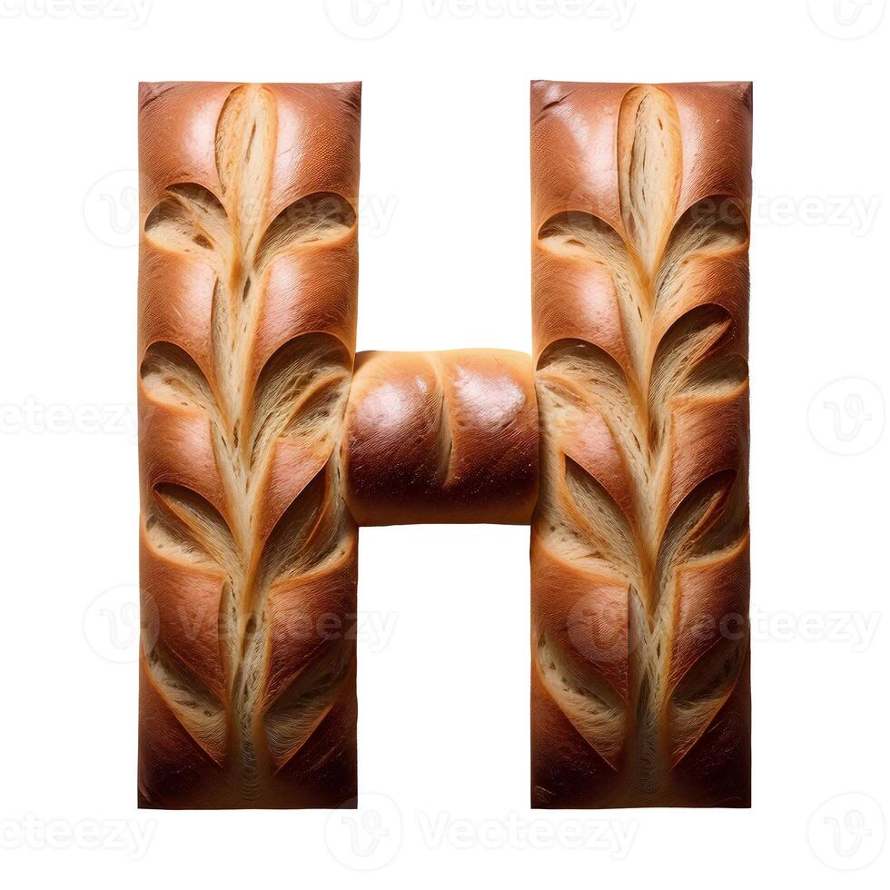 Bread typography text design uppercase alphabet H, photo