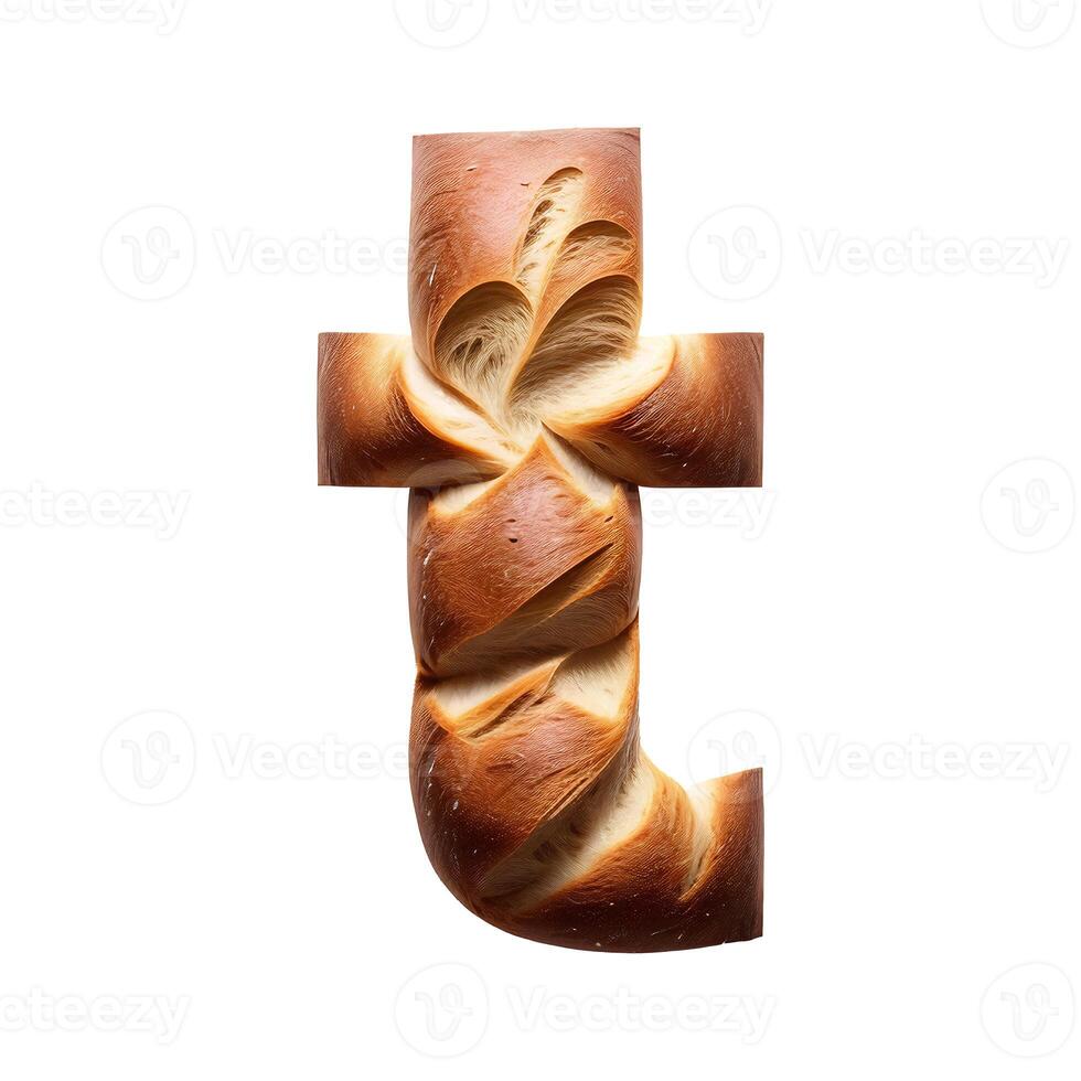 Bread typography text design lowercase alphabet t, photo