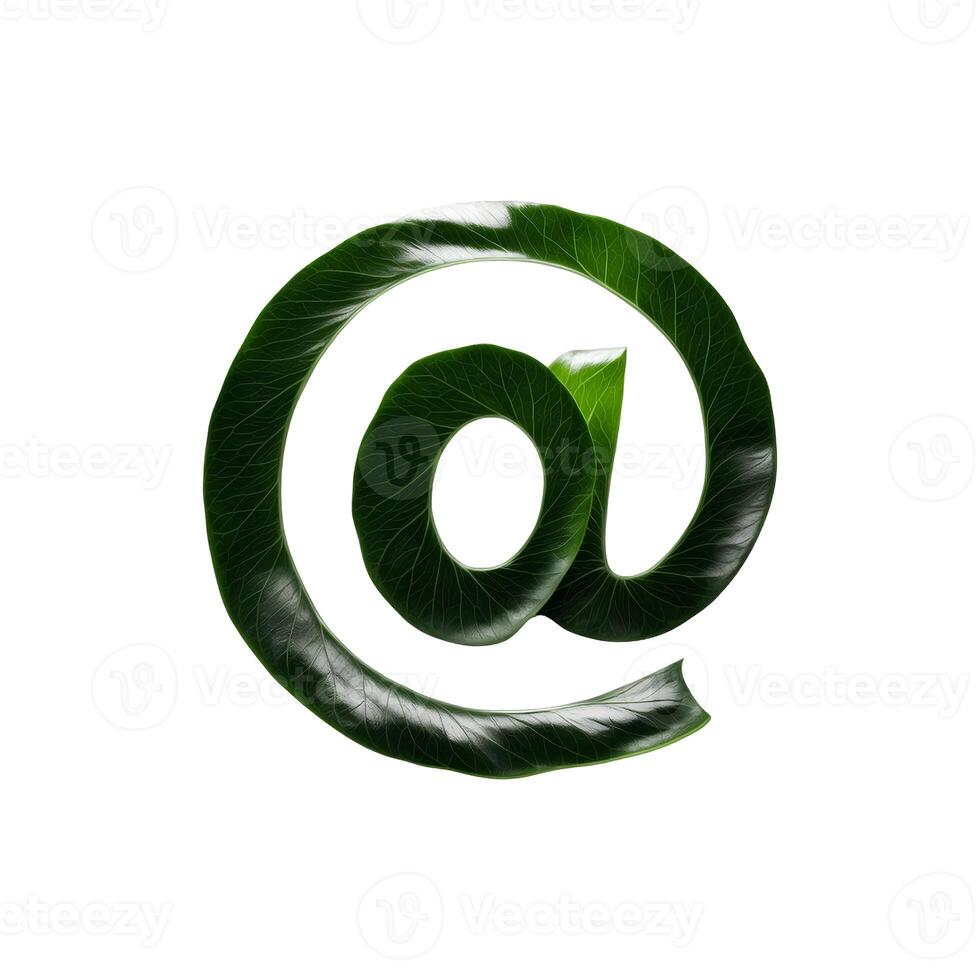 Green leaf typography text design at sign, photo