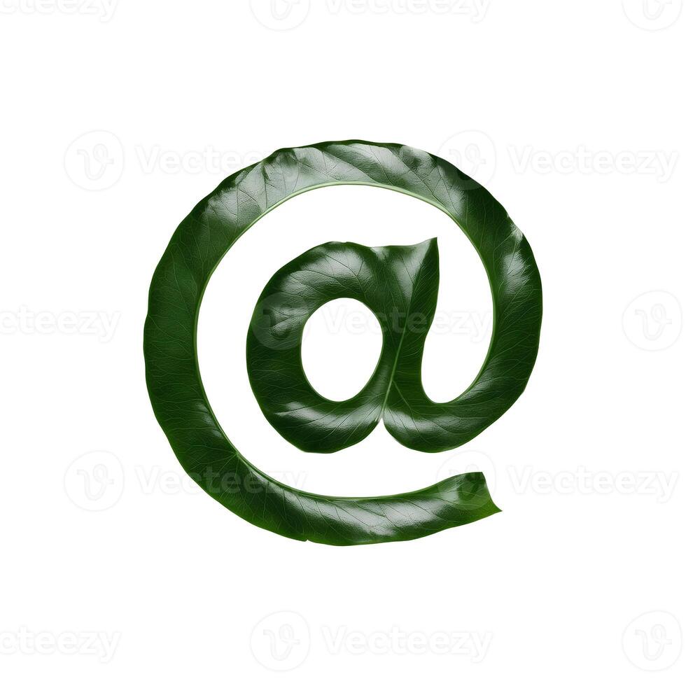 Green leaf typography text design at sign, photo