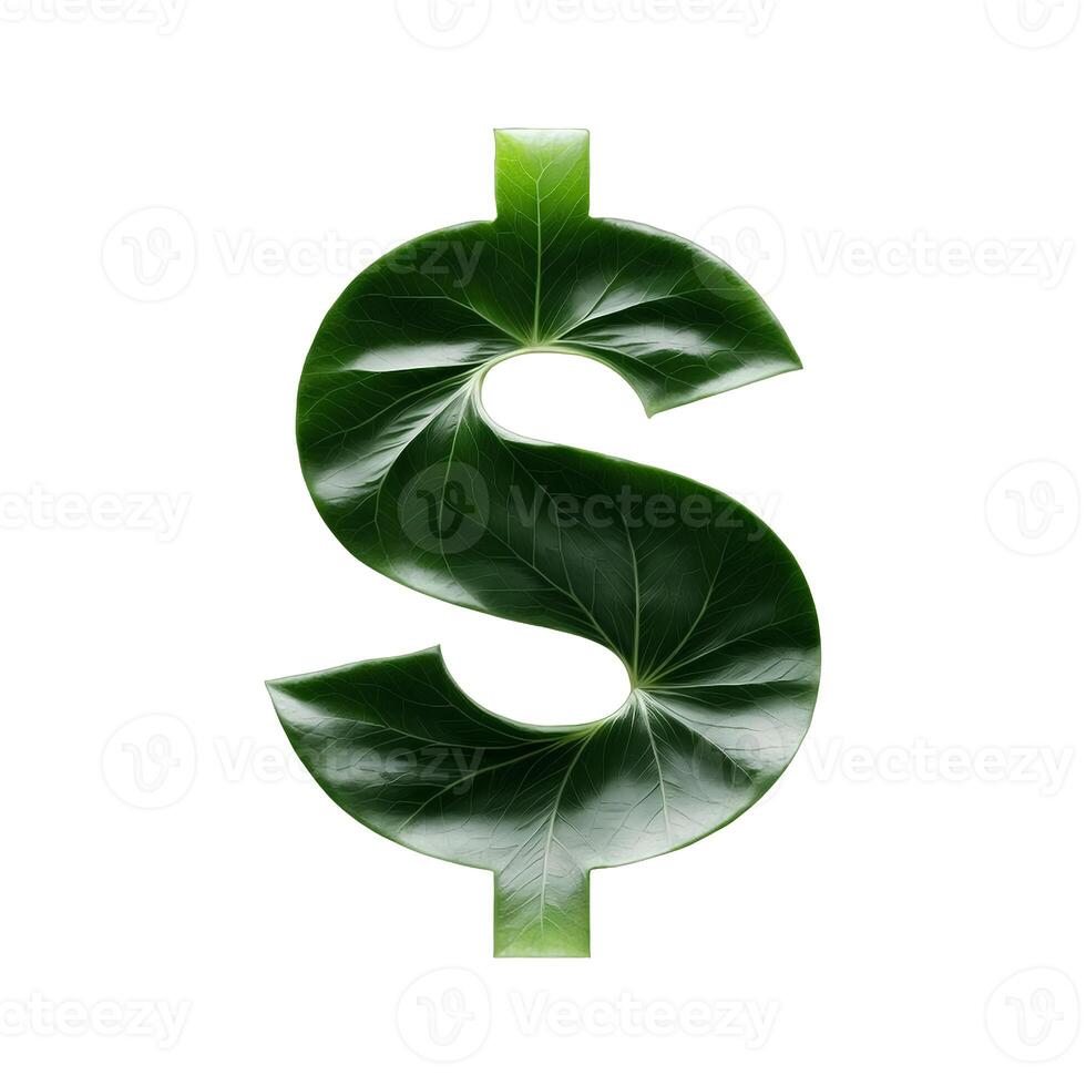 Green leaf typography text design dollar sign, photo