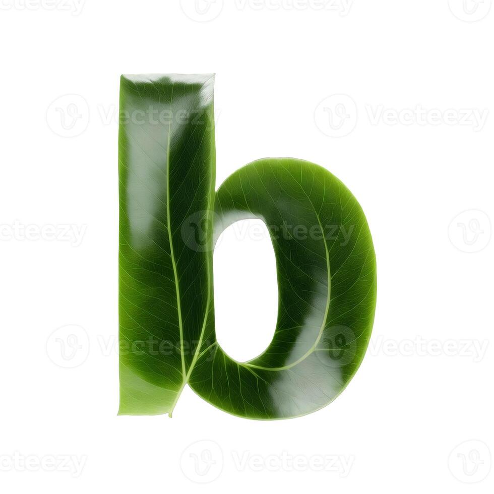 Green leaf typography text design lowercase alphabet b, AI Generative photo