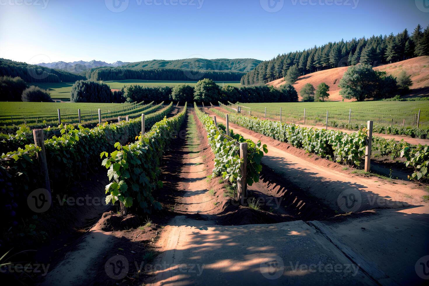 Landscape photo of nature grape yard, AI generative