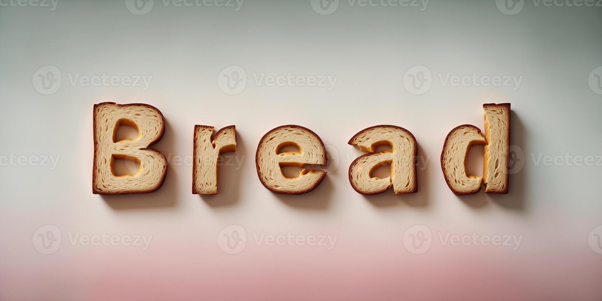 Realistic photo of bread typography text alphabet design, AI Generative