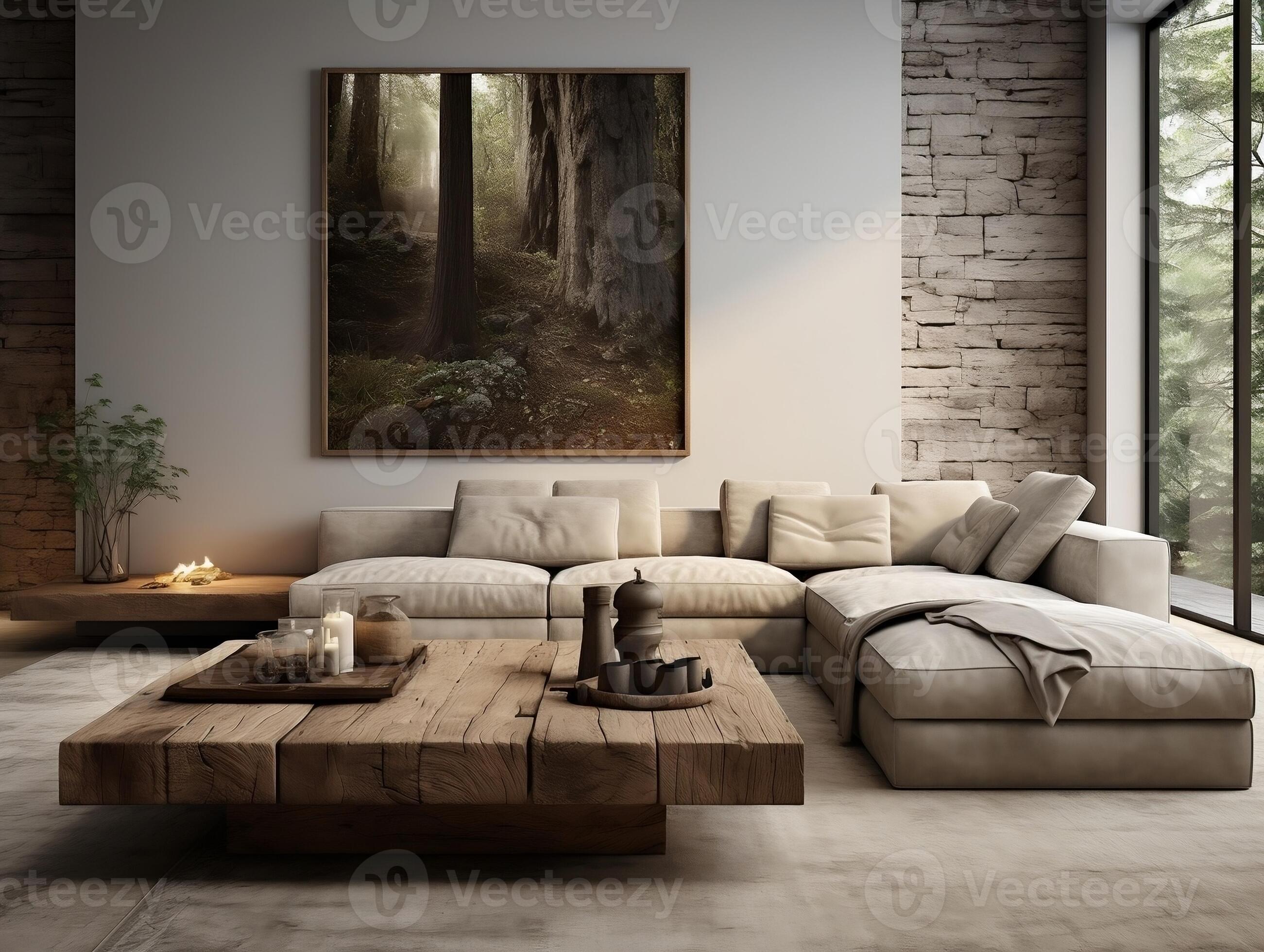 The minimalist interior design of the modern living room with