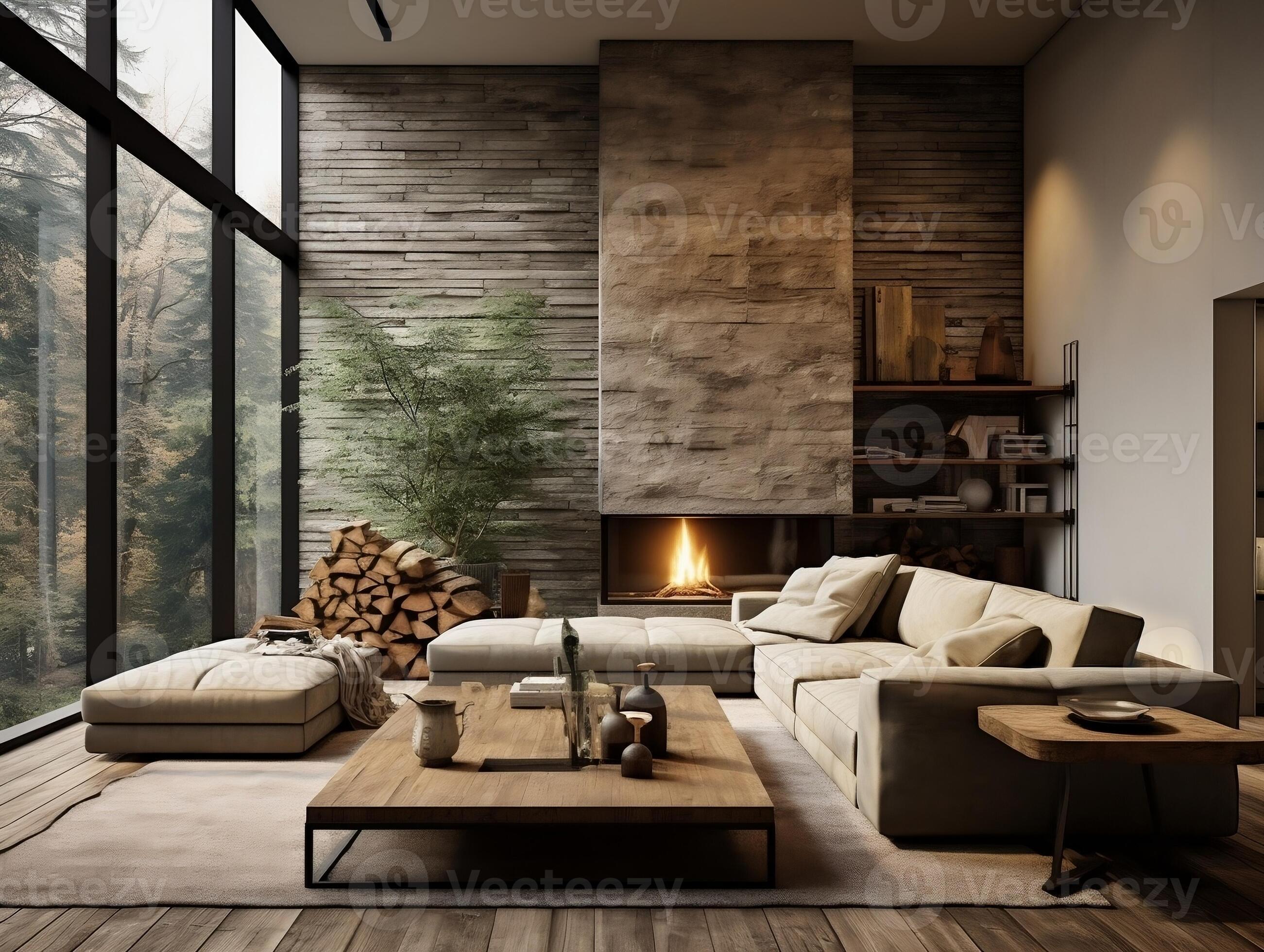 The minimalist interior design of the modern living room with