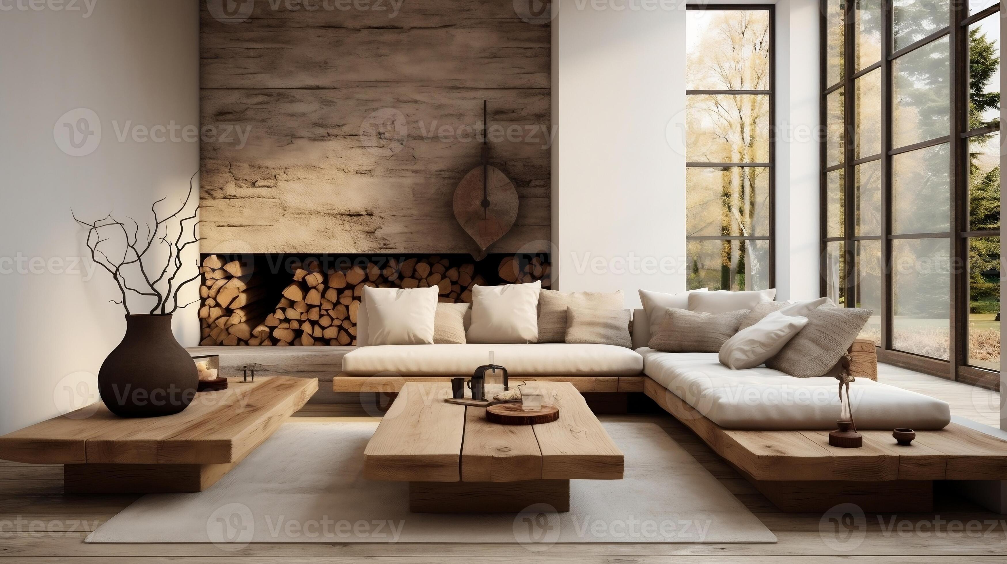 The minimalist interior design of the modern living room with